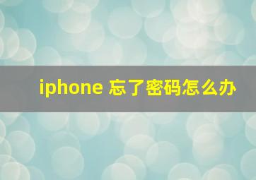 iphone 忘了密码怎么办